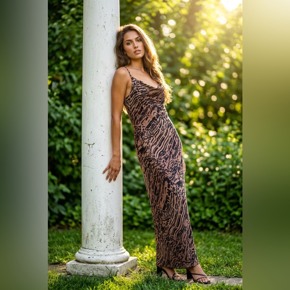$209 Good American Leopard Slip Maxi Dress women’s size 2XL nwt